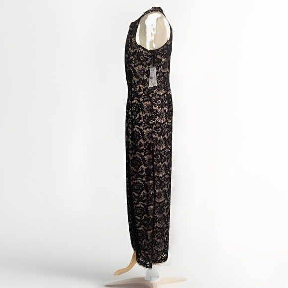 JULIA JORDAN Women's Black/ Nude Wide Leg Lace Halter Jumpsuit Suze 12 N… - Picture 4 of 12